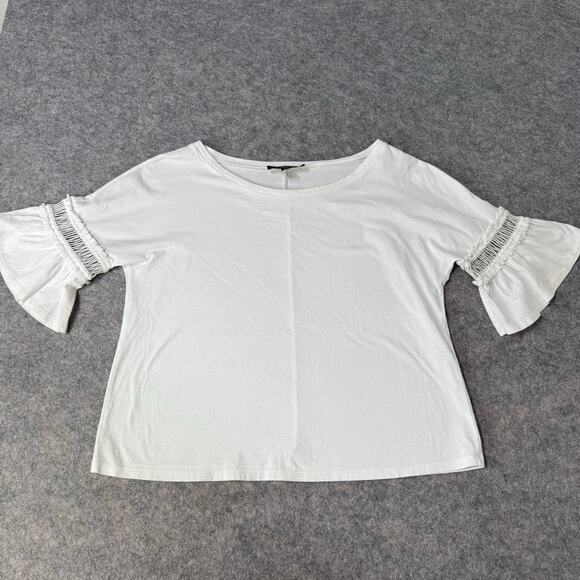 Weekend Max Mara Women’s Blouse White Ruffled Sleeves Size Medium - Picture 1 of 11